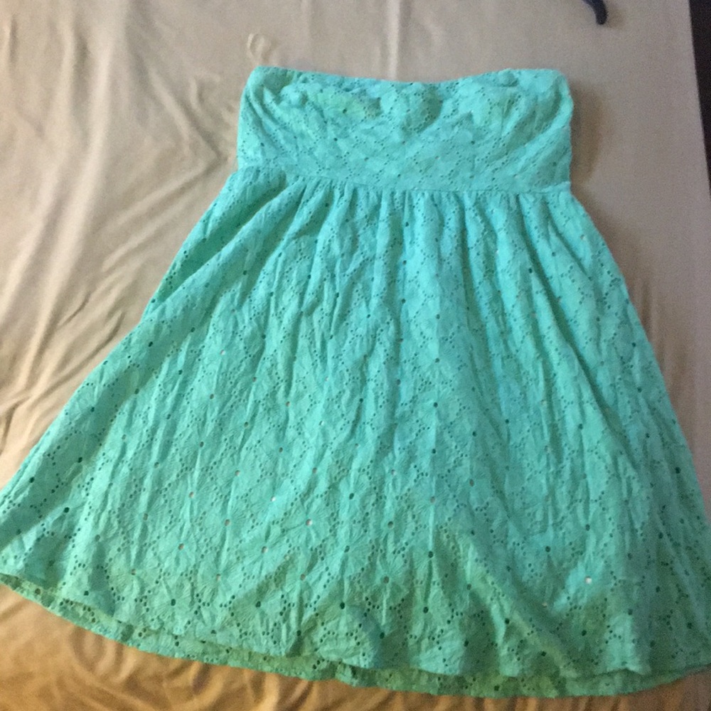 Macrame style strapless dress